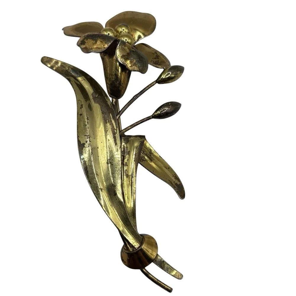 Vintage Carl Art CA Flower‎ Brooch Pin 1/20 12k G/F Gold Filled on Silver READ